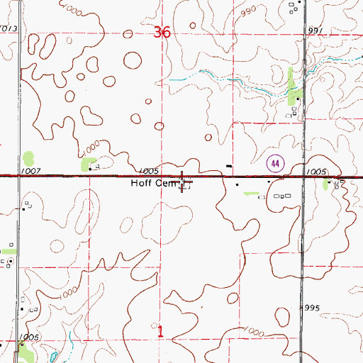 Topographic Map of Hoff Prairie Cemetery, IA