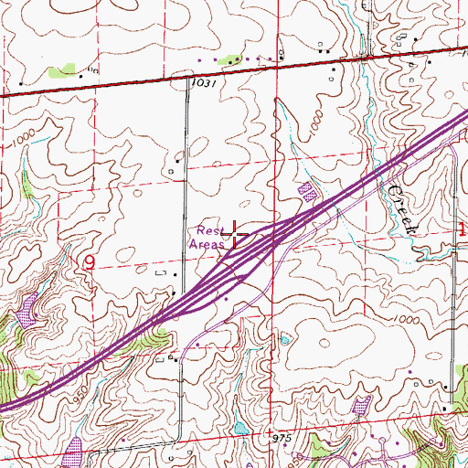 Topographic Map of Waukee West Bound Rest Area, IA