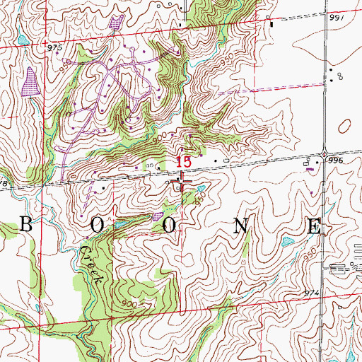 Topographic Map of Huston Cemetery, IA