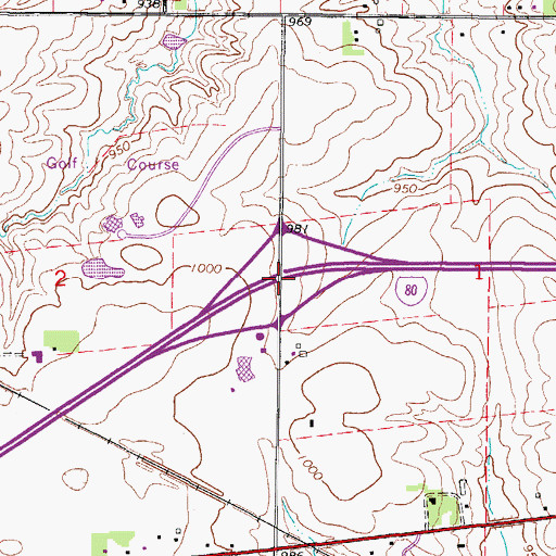 Topographic Map of Interchange 121, IA
