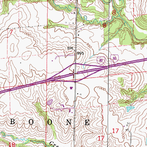 Topographic Map of Interchange 117, IA