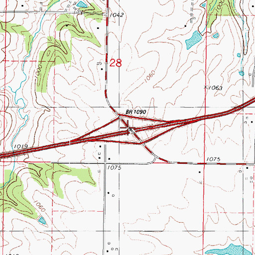 Topographic Map of Interchange 106, IA