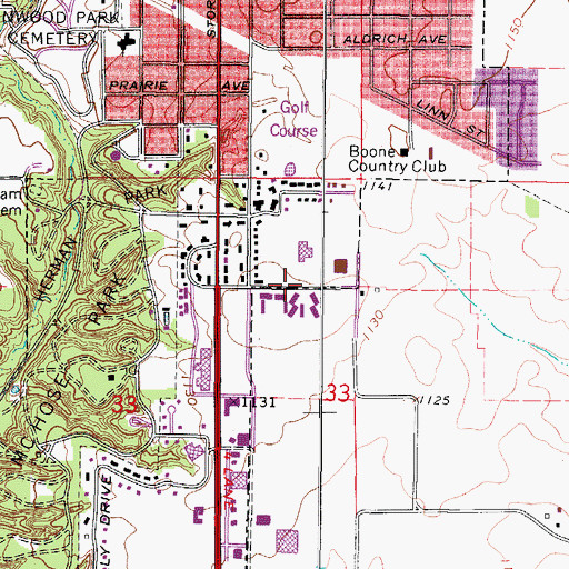 Topographic Map of Boone Campus Library, IA