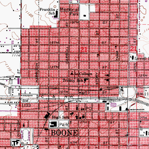 Topographic Map of Franklin Park, IA