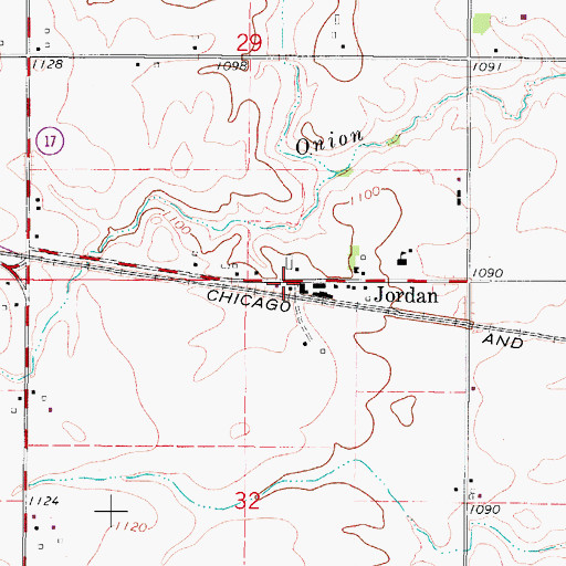 Topographic Map of Jordan Post Office (historical), IA