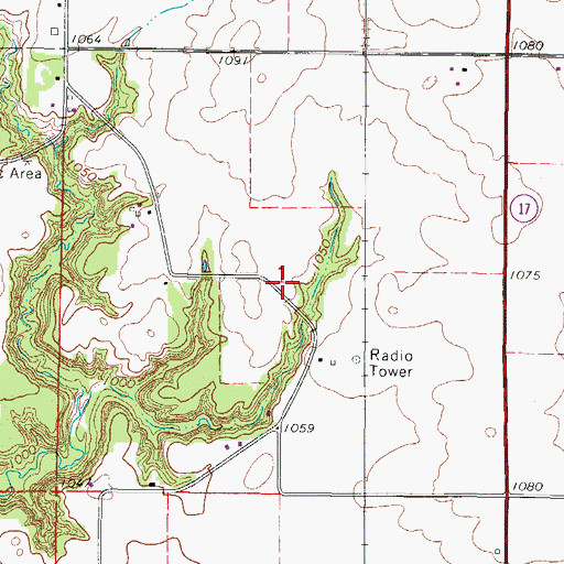 Topographic Map of Belle Point Post Office (historical), IA
