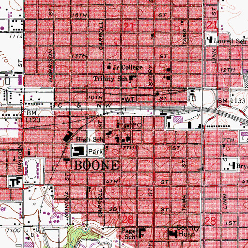 Topographic Map of Grace Episcopal Church, IA