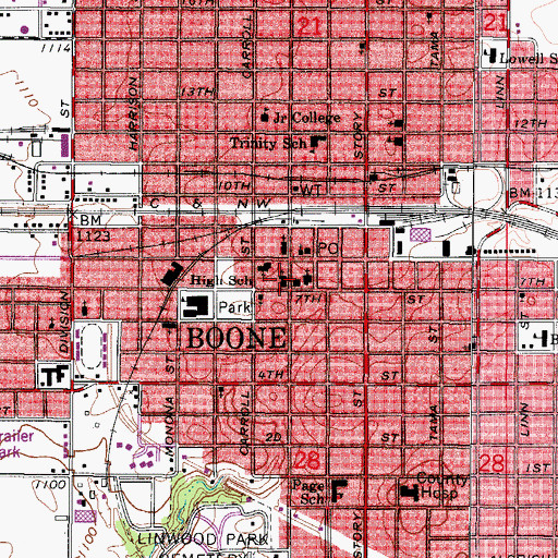 Topographic Map of First Presbyterian Church, IA