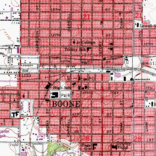 Topographic Map of Central Christ Church, IA