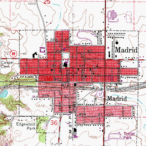 Topographic Map of Madrid Public Library, IA