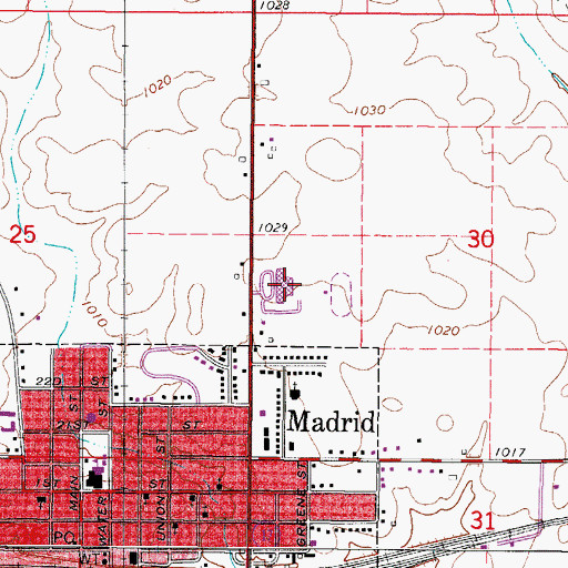 Topographic Map of Madrid Junior / Senior High School, IA