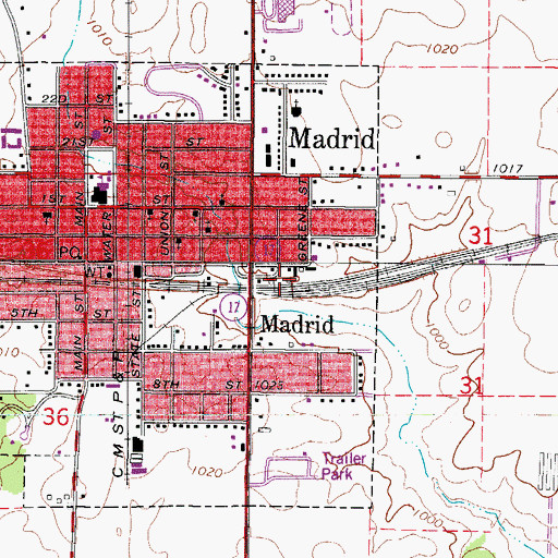 Topographic Map of Madrid, IA