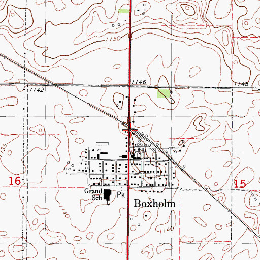 Topographic Map of Boxholm (historical), IA