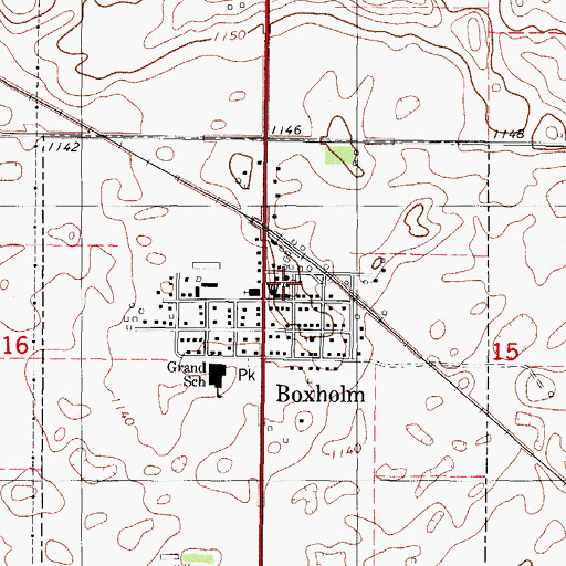 Topographic Map of Boxholm Fire Department, IA