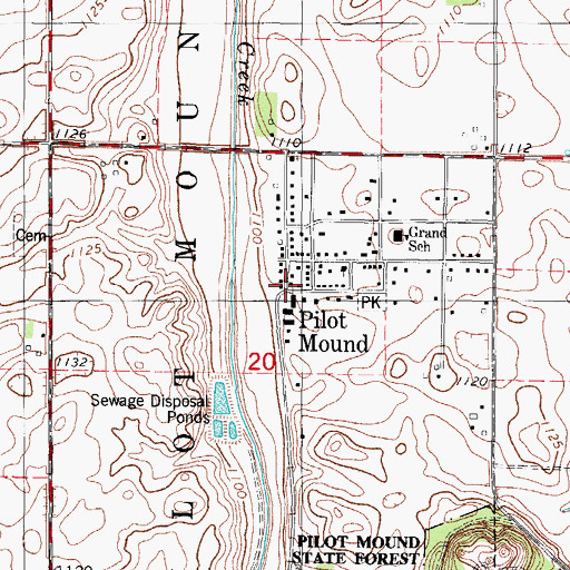 Topographic Map of Pilot Mound Post Office, IA