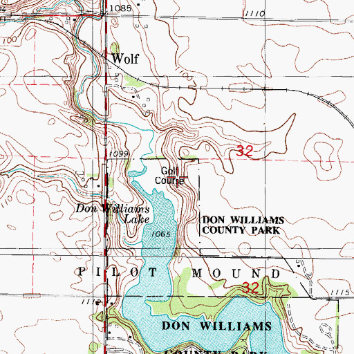 Topographic Map of Don Williams Golf Course, IA