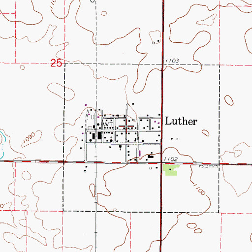 Topographic Map of Luther (historical), IA