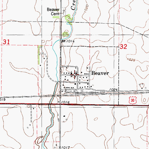 Topographic Map of Beaver Church of the Brethren, IA