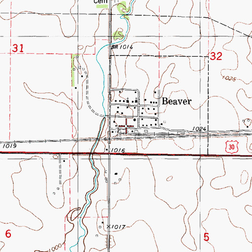 Topographic Map of Beaver Post Office, IA
