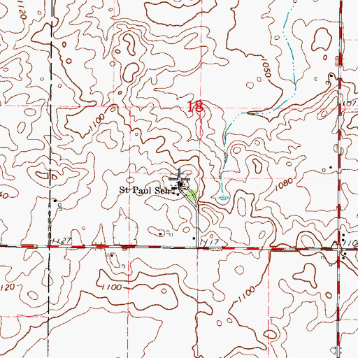 Topographic Map of Saint Paul's Lutheran Cemetery, IA