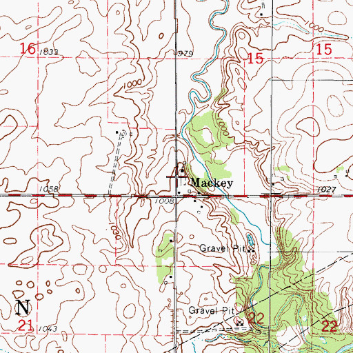 Topographic Map of Mackey Cemetery, IA