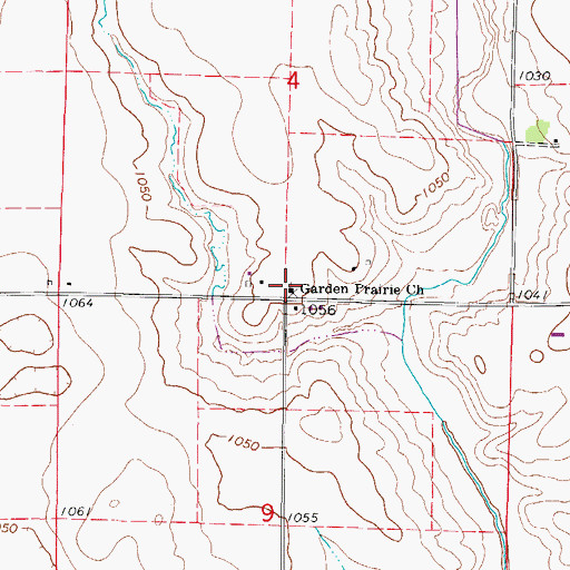 Topographic Map of Garden Prairie Cemetery, IA
