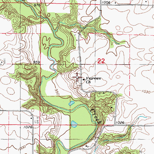 Topographic Map of Fairview Cemetery, IA