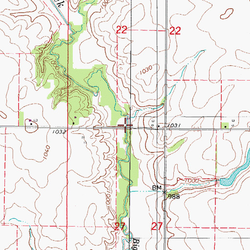Topographic Map of Big Creek Bridge, IA