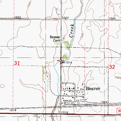 Topographic Map of Beaver Creek Bridge, IA