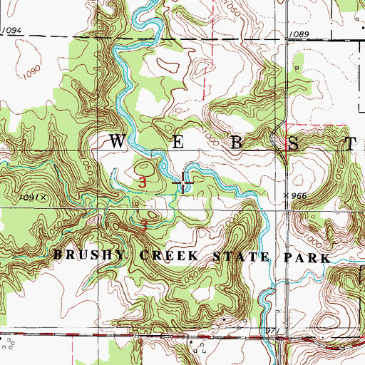 Topographic Map of Bushy Creek Campground, IA