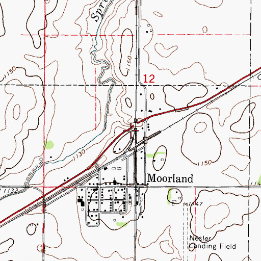 Topographic Map of Moorland Pond Park, IA