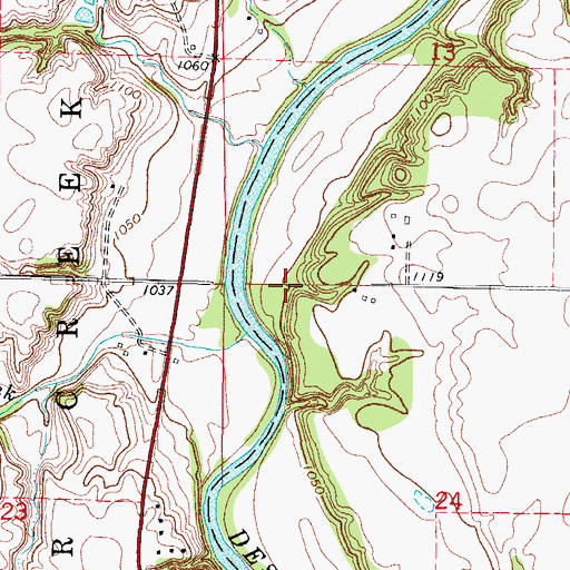 Topographic Map of Deer Creek Area, IA