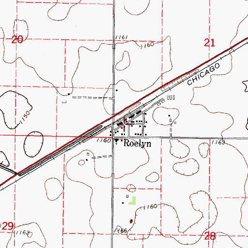 Topographic Map of Roelyn Post Office (historical), IA