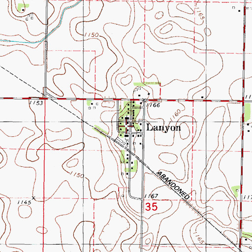Topographic Map of Lanyon (historical), IA
