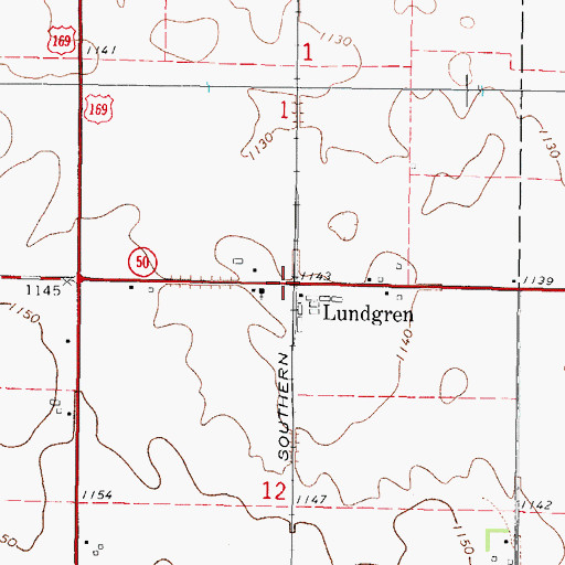 Topographic Map of Lundgren (historical), IA