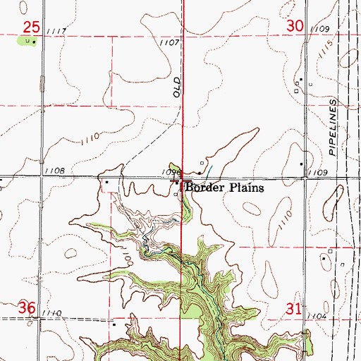 Topographic Map of Border Plains Post Office (historical), IA