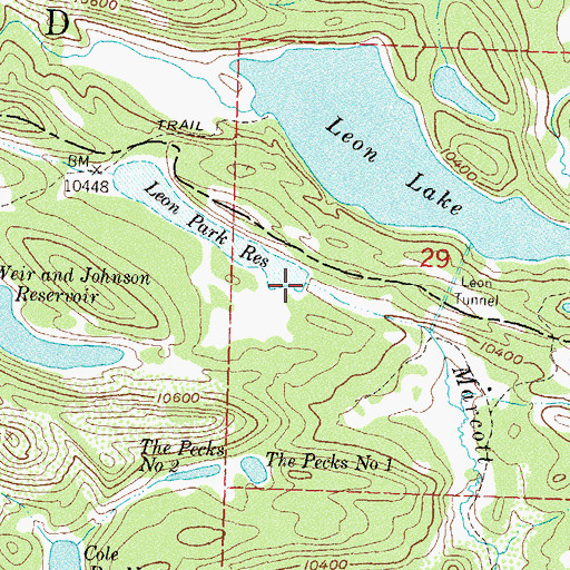 Topographic Map of Leon Park Dam, CO
