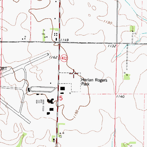 Topographic Map of Harlan Rogers Sports Complex, IA