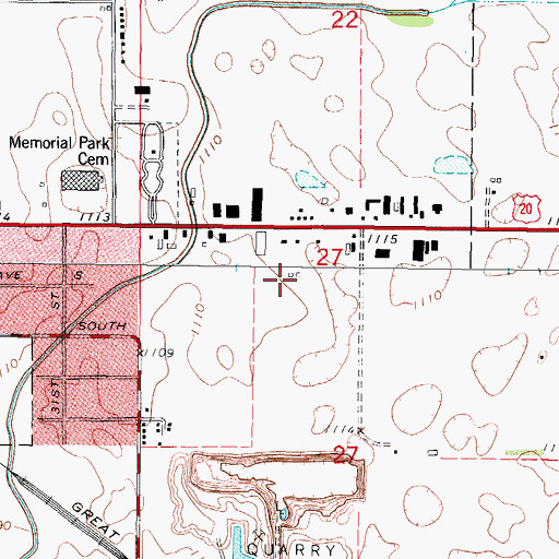 Topographic Map of Fort Dodge Post Office, IA