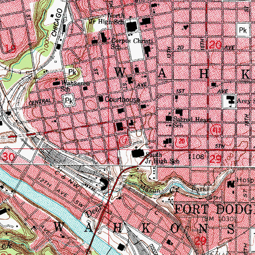Topographic Map of Blanden Memorial Art Museum Library, IA