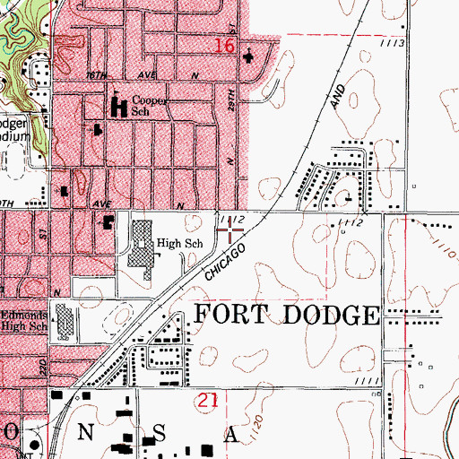 Topographic Map of Villa Cottages North Side, IA