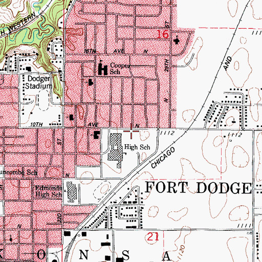 Topographic Map of Fort Dodge Villa Care Center, IA