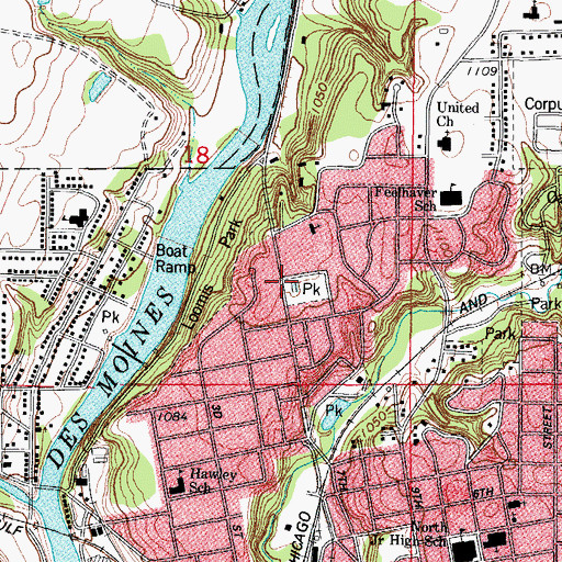Topographic Map of USA Health Care Center, IA