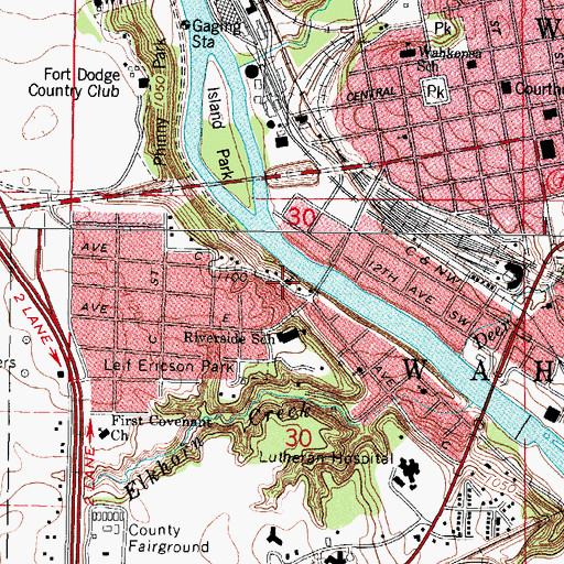 Topographic Map of Riverside United Methodist Church, IA