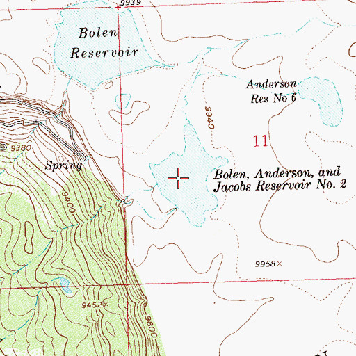 Topographic Map of Bolen, Anderson, and Jacobs Reservoir Number Two, CO