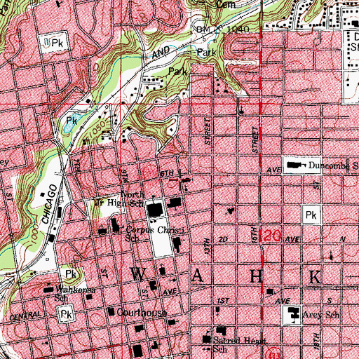 Topographic Map of First Presbyterian Church, IA
