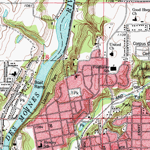 Topographic Map of Seventh Day Adventist Church, IA