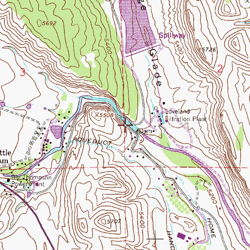 Topographic Map of Loveland Water Storage Reservoir, CO
