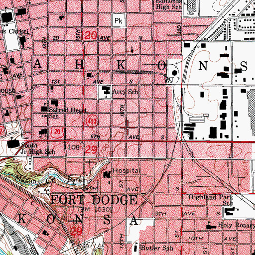 Topographic Map of Second Baptist Church, IA