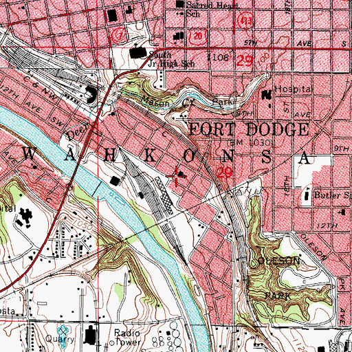 Topographic Map of Calvary Memorial Church of God and Christ, IA